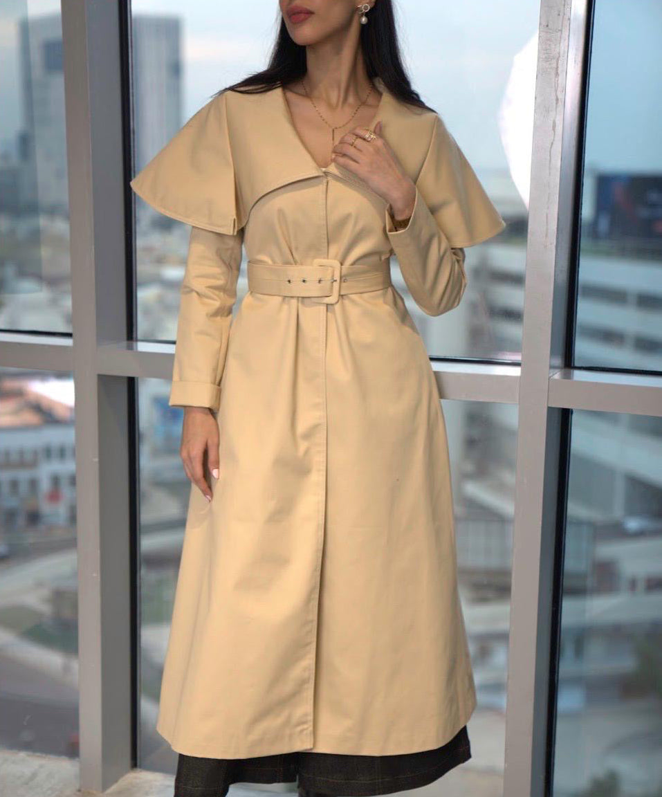 beige trench coat